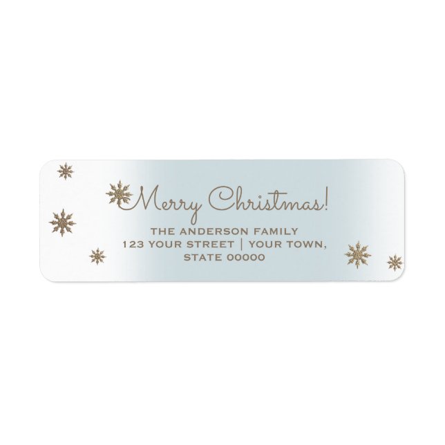 Gold Snowflakes Christmas Return Address Labels (Front)