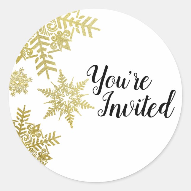 Gold Snowflakes Envelope Seals (Front)