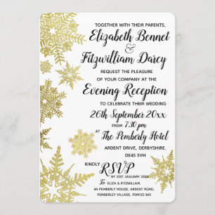 Gold Snowflakes Evening Invitation
