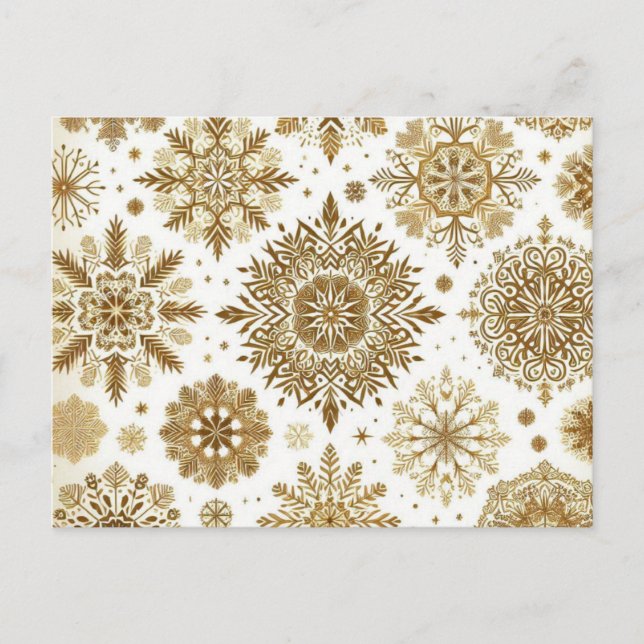 Gold snowflakes holiday postcard (Front)