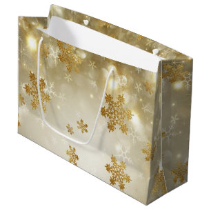 Gold Snowflakes  Large Gift Bag