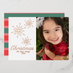 Gold Snowflakes Merry Christmas Photo Pressed  