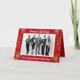 Gold Snowflakes Office Photo Corporate Christmas Holiday Card
