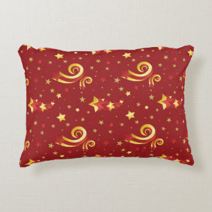 Gold Snowflakes on Christmas Red Decorative Cushion
