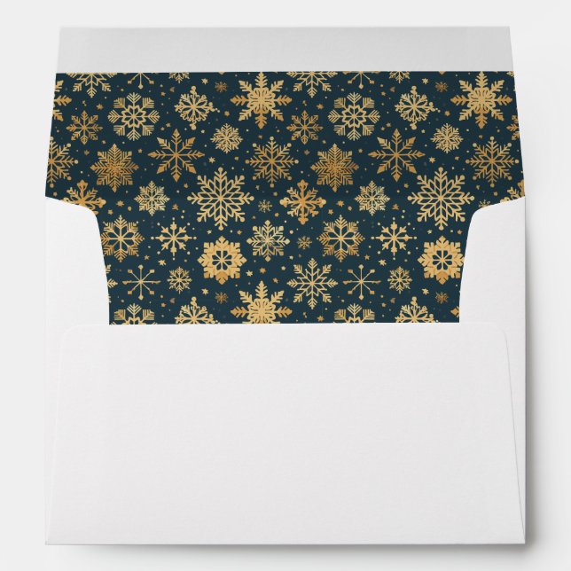 Gold Snowflakes on Dark Blue Insert Envelope (Back (Bottom))