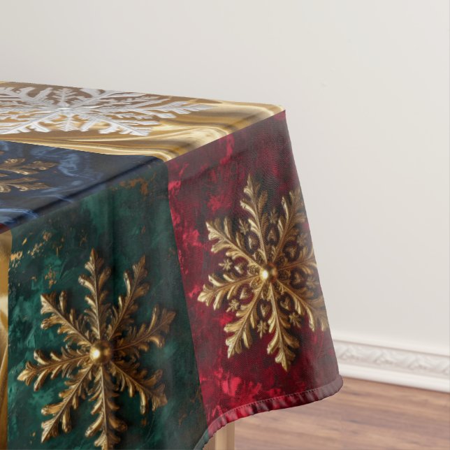 Gold Snowflakes on Image of Velvet Tablecloth (In Situ)