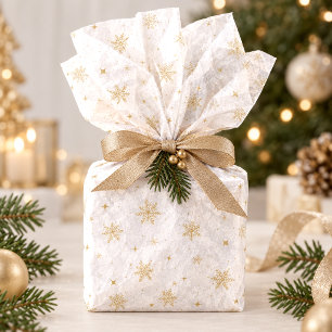 Gold Snowflakes on Optional Ivory White ID1334 Tissue Paper