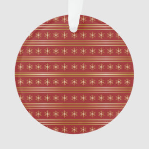 Gold Snowflakes on Red Christmas pattern Ornament