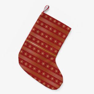 Gold Snowflakes on Red Christmas pattern Small Christmas Stocking