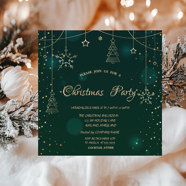 Gold Snowflakes Ornaments Corporate Christmas  Invitation (Creator Uploaded)