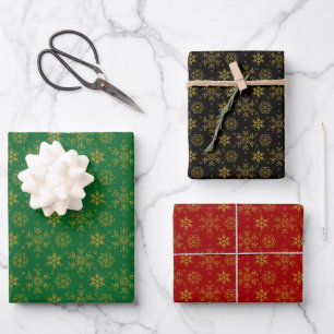 Gold snowflakes pattern custom backgrounds wrapping paper sheet