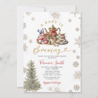Gold Snowflakes Tea A Baby is Brewing Baby Shower