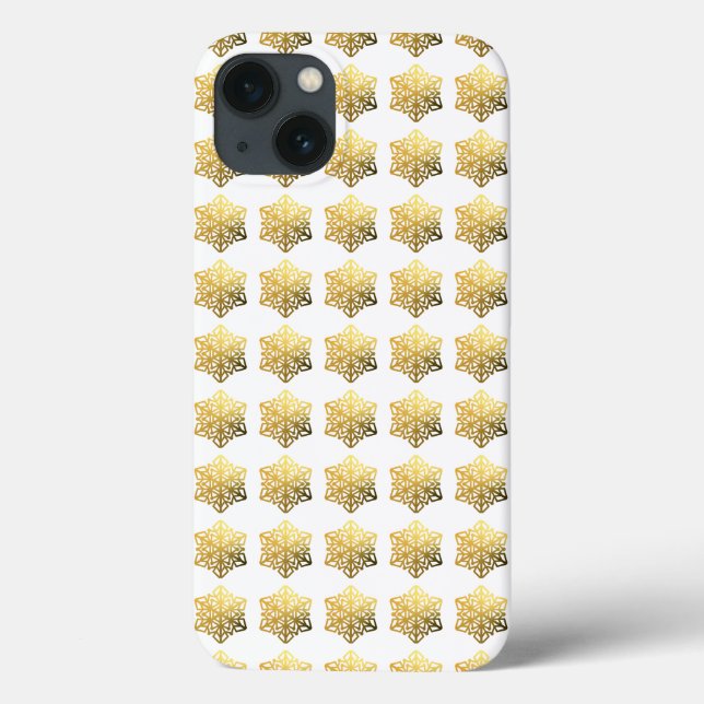 Gold Snowflakes White Phone Case (Back)