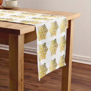 Gold Snowflakes White Table Runner