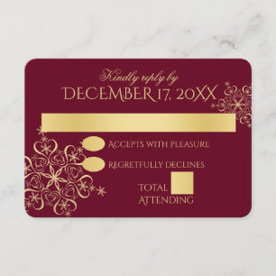 Gold Snowflakes Winter Wedding Response Invitation