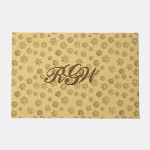 Gold Snowflakes with Monogram Doormat