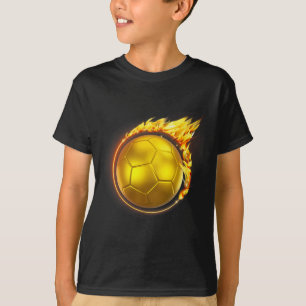 Gold Soccer Byll Flames Flaming Flying Soccer Byll T-Shirt