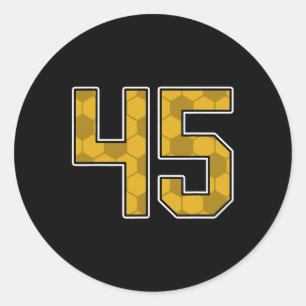 Gold Soccer Pattern Number 45 Jersey Player Unifor Classic Round Sticker