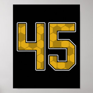 Gold Soccer Pattern Number 45 Jersey Player Unifor Poster