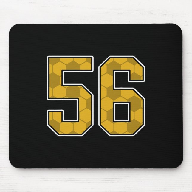 Gold Soccer Pattern Number 56 Jersey Player Unifor Mouse Pad (Front)