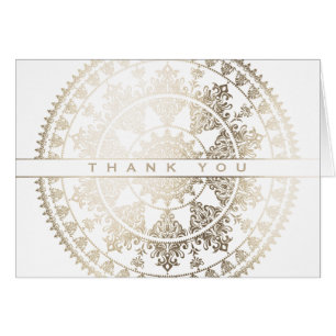Gold Solar Mandala Thank You Card - Custom Colours