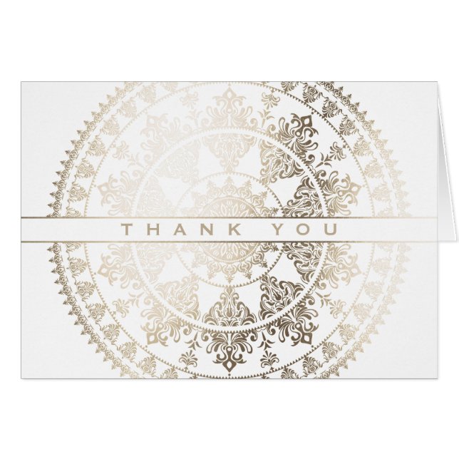 Gold Solar Mandala Thank You Card - Custom Colours (Front Horizontal)
