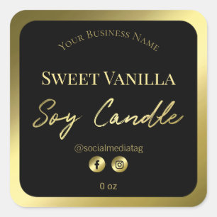 Gold Soy Candle Text Black Label