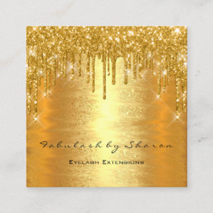 Gold Spark Makeup Artist Lash Drips MUA Lux Square Business Card