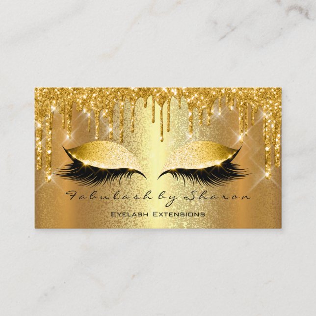Gold Spark Makeup Artist Lashes Aesthetician Business Card (Front)