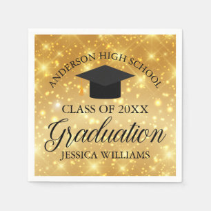 Gold Sparkle 2021 Graduation Party Monogram Glam Napkin