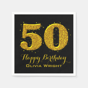 Gold Sparkle 50th Celebration Napkin