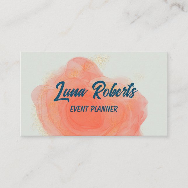 Gold Sparkle Alcohol Ink Business Card (Front)