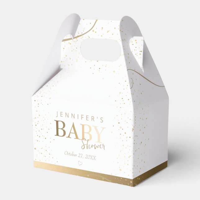 Gold Sparkle Baby Shower Favour Box (Front Side)
