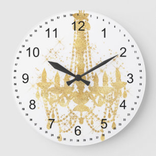 Gold Sparkle Chandelier Large Clock