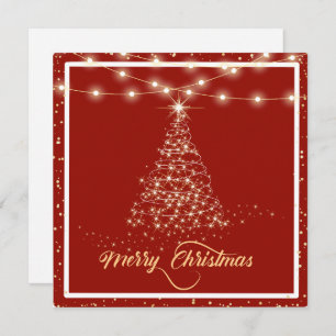 Gold Sparkle Christmas Tree Holiday Greeting Card