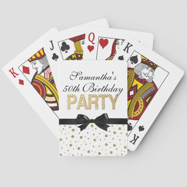 Gold Sparkle Confetti 50th Birthday Party Playing Cards (Back)