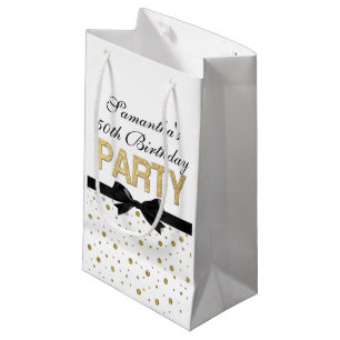 Gold Sparkle Confetti 50th Birthday Party Small Gift Bag
