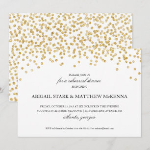 Gold Sparkle Confetti Rehearsal Dinner Invitation