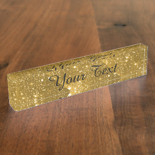 Gold Sparkle Desk Nameplate