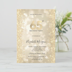 Gold Sparkle Diamonds Bokeh 65th Birthday   Invitation