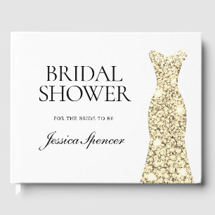 Gold Sparkle Dress Bridal Shower Guest Book