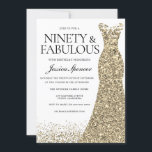 Gold Sparkle Dress Womans 90th Birthday Party Invitation<br><div class="desc">Gold Sparkle Dress Womans 90th Birthday Party - 90 and fabulous
Variations to the invitation and matching items in our store</div>
