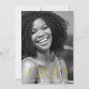 gold sparkle elegant script graduate announcement