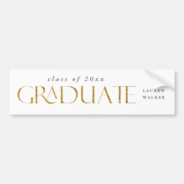gold sparkle elegant script graduate bumper sticke bumper sticker (Front)