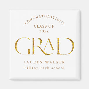 gold sparkle elegant script graduate magnet