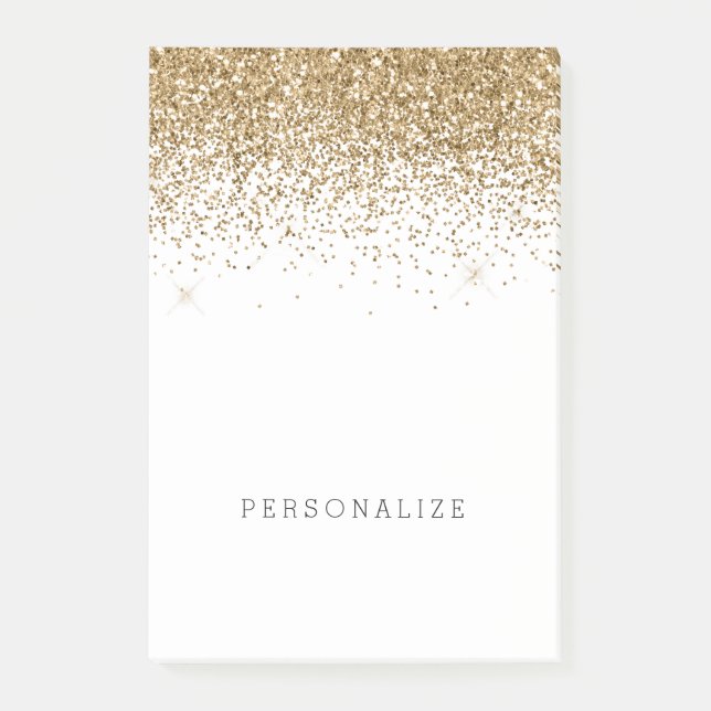 Gold Sparkle Faux Glitter Post-it Notes (Front)