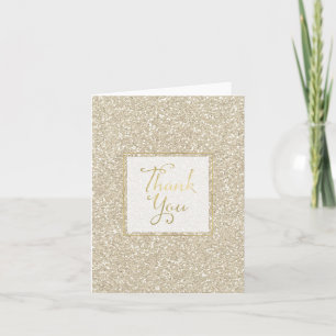 Gold Sparkle Faux Glitter Thank you Card