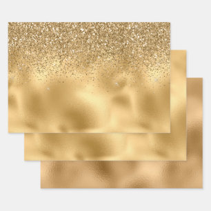Gold Sparkle Faux Glitter Wrapping Paper Sheet