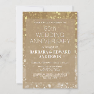 Gold Sparkle Glitter 50th Wedding Anniversary Invitation