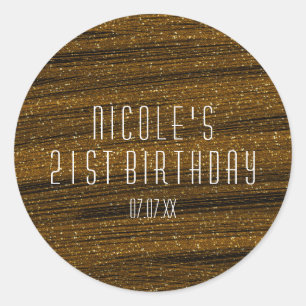 Gold Sparkle Glitter & Black Party Favour Stickers